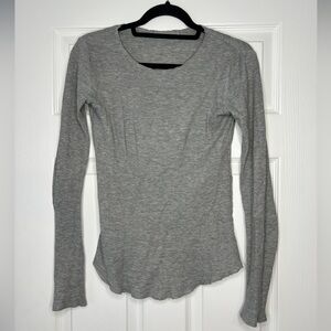 Vince Gray Waffle Knit Thermal Top – NWT | Long Sleeve Cotton | Size XS